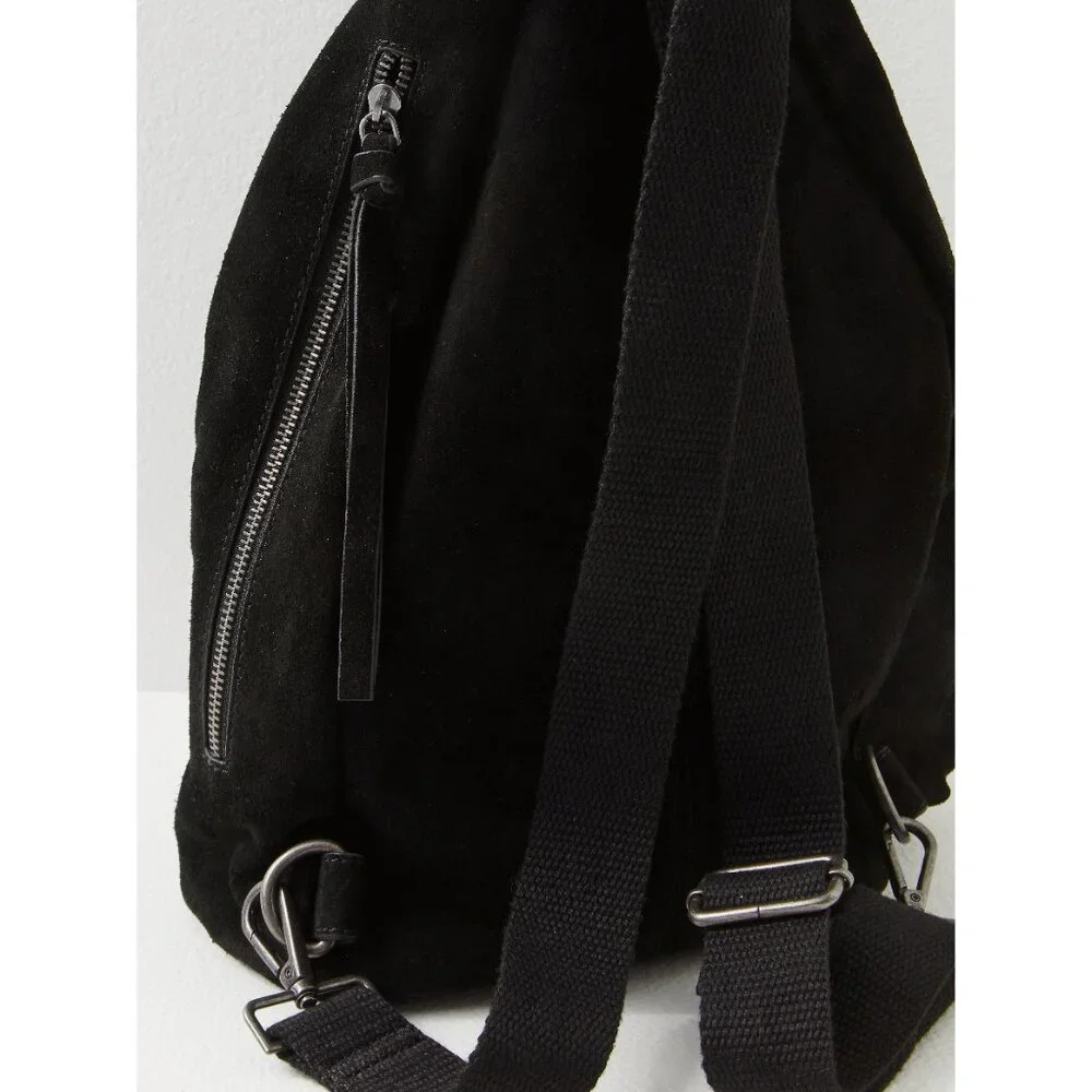 NWT Free People Oxford Suede Sling Black Shoulder Bag